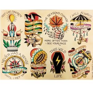 This Wild Life Tattoo Flash Sheet Print Poster